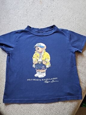 Ralph Lauren Kids Navy Polo Bear Graphic Tee